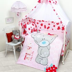 Комплект в кроватку детский (Медвежонок) для девочки, 9 предметов