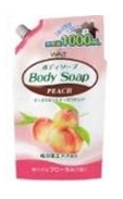 Крем-мыло для тела 'Wins Body Soap peach' с экстрактом листьев персика и богатым ароматом (мягкая упаковка) 1000 мл 